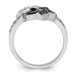 Sterling Silver Rhodium Clear & Champagne CZ Stars Ring