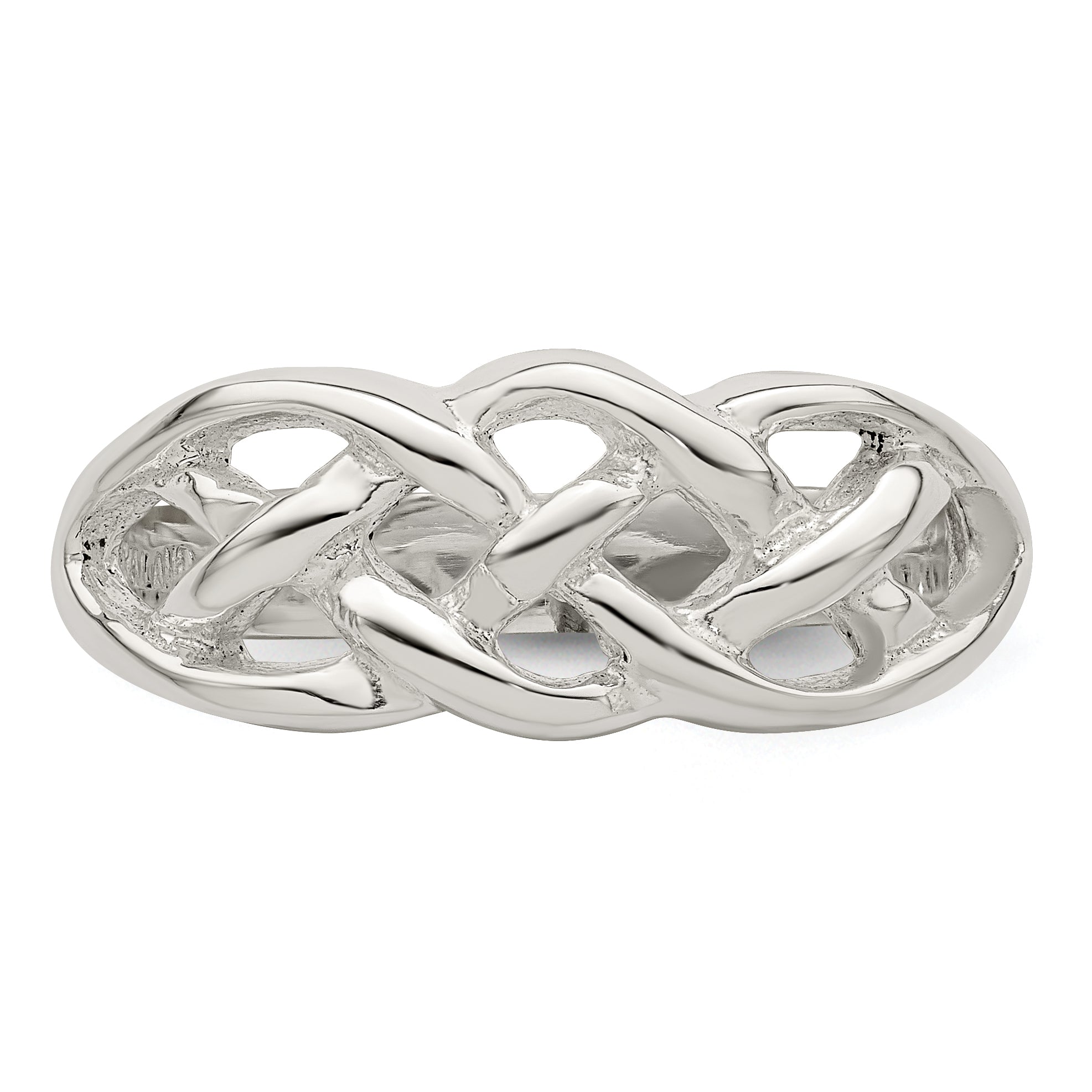 Sterling Silver Polished Woven Celtic Pattern Top Ring