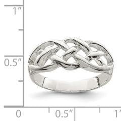 Sterling Silver Polished Woven Celtic Pattern Top Ring