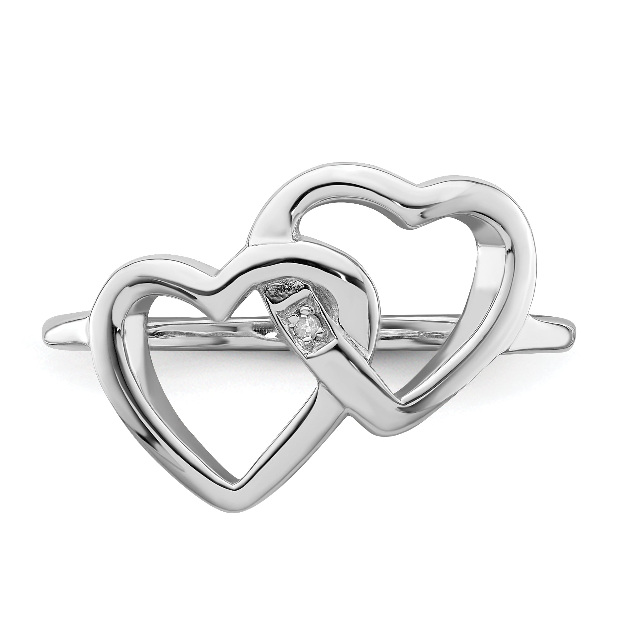 Sterling Silver Rhodium-plated Diamond accent Intertwined Heart Ring