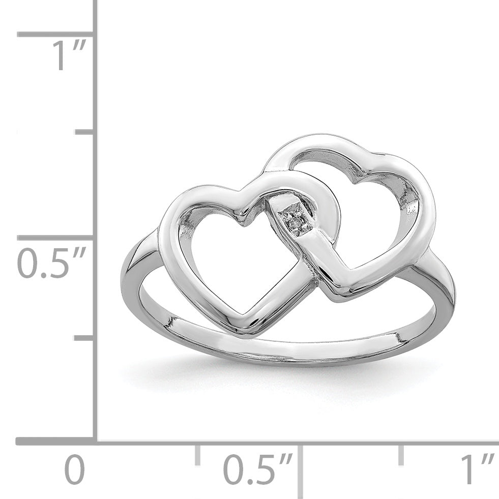 Sterling Silver Rhodium-plated Diamond accent Intertwined Heart Ring