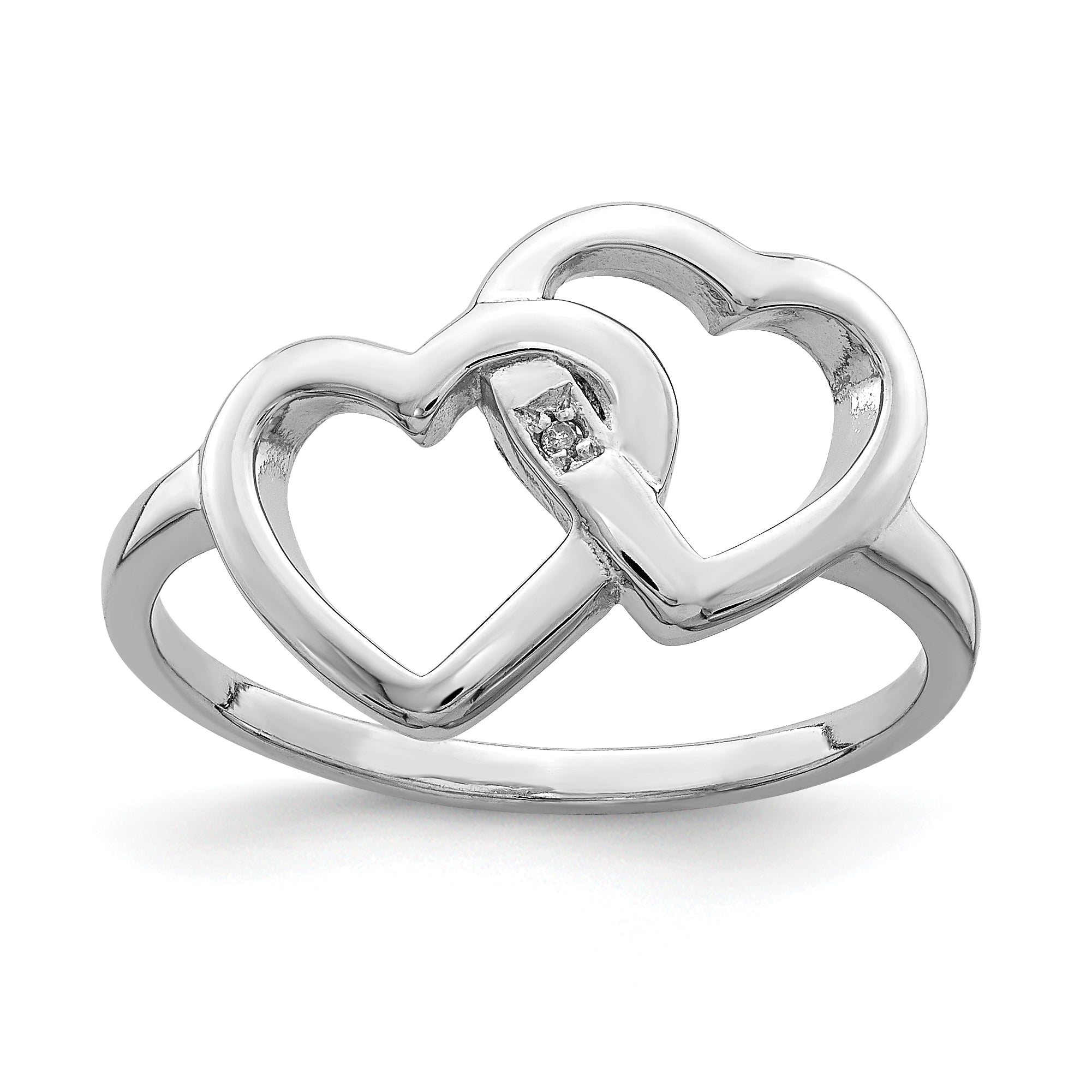 Sterling Silver Rhodium-plated Diamond accent Intertwined Heart Ring