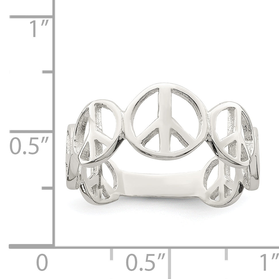 Sterling Silver Polished Peace Ring