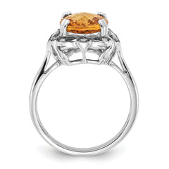 Sterling Silver Citrine & Diamond Oval Ring