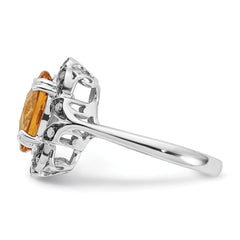 Sterling Silver Citrine & Diamond Oval Ring