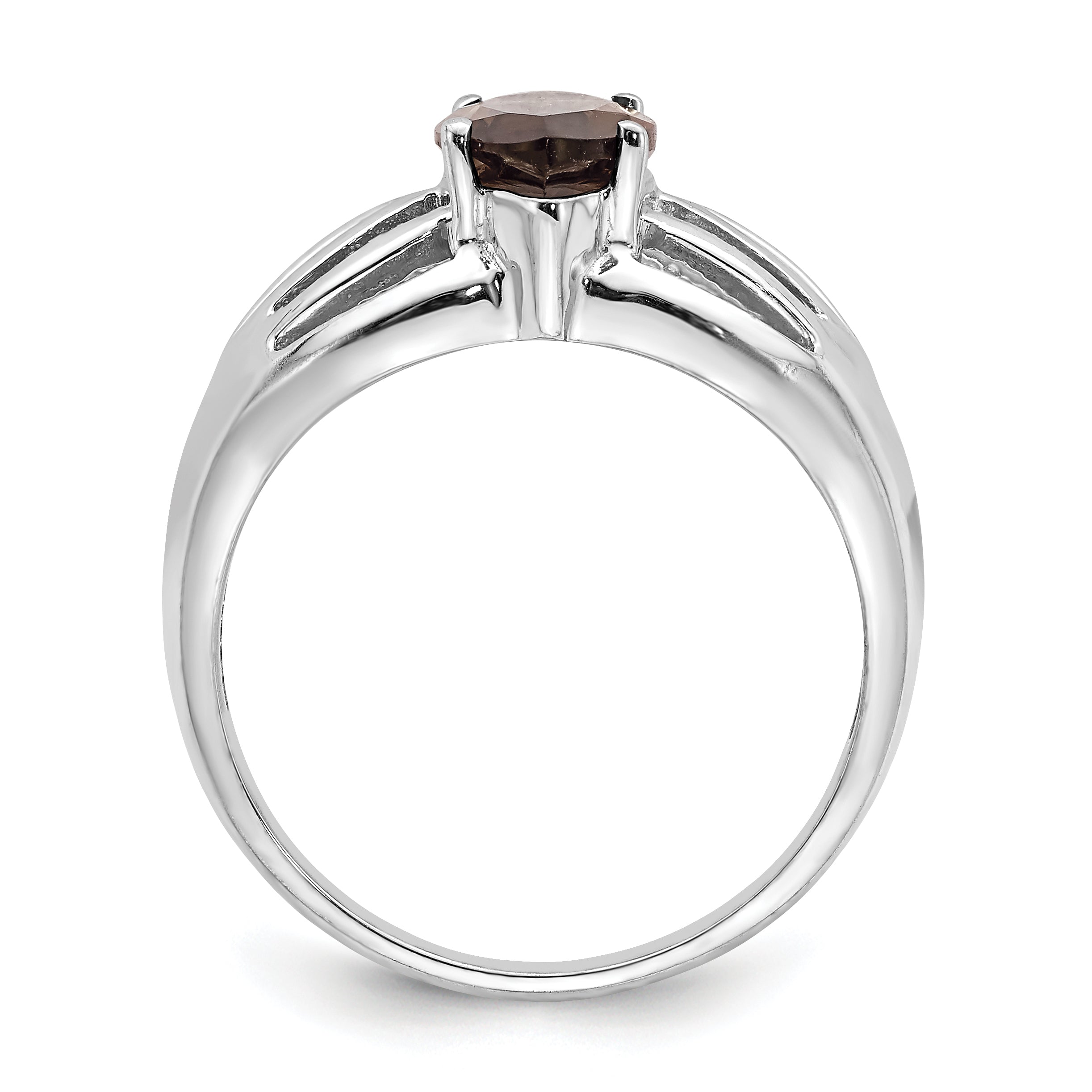 Sterling Silver Rhodium Smoky Quartz Ring