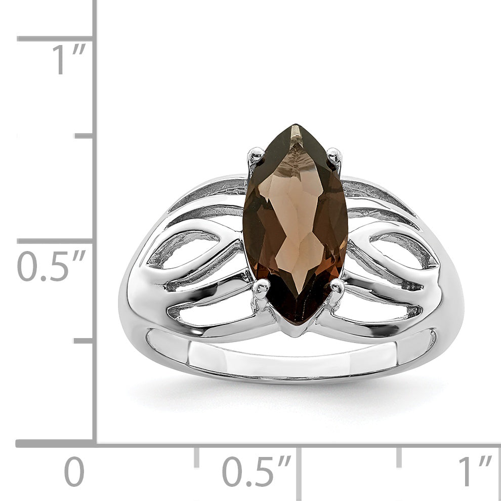 Sterling Silver Rhodium Smoky Quartz Ring