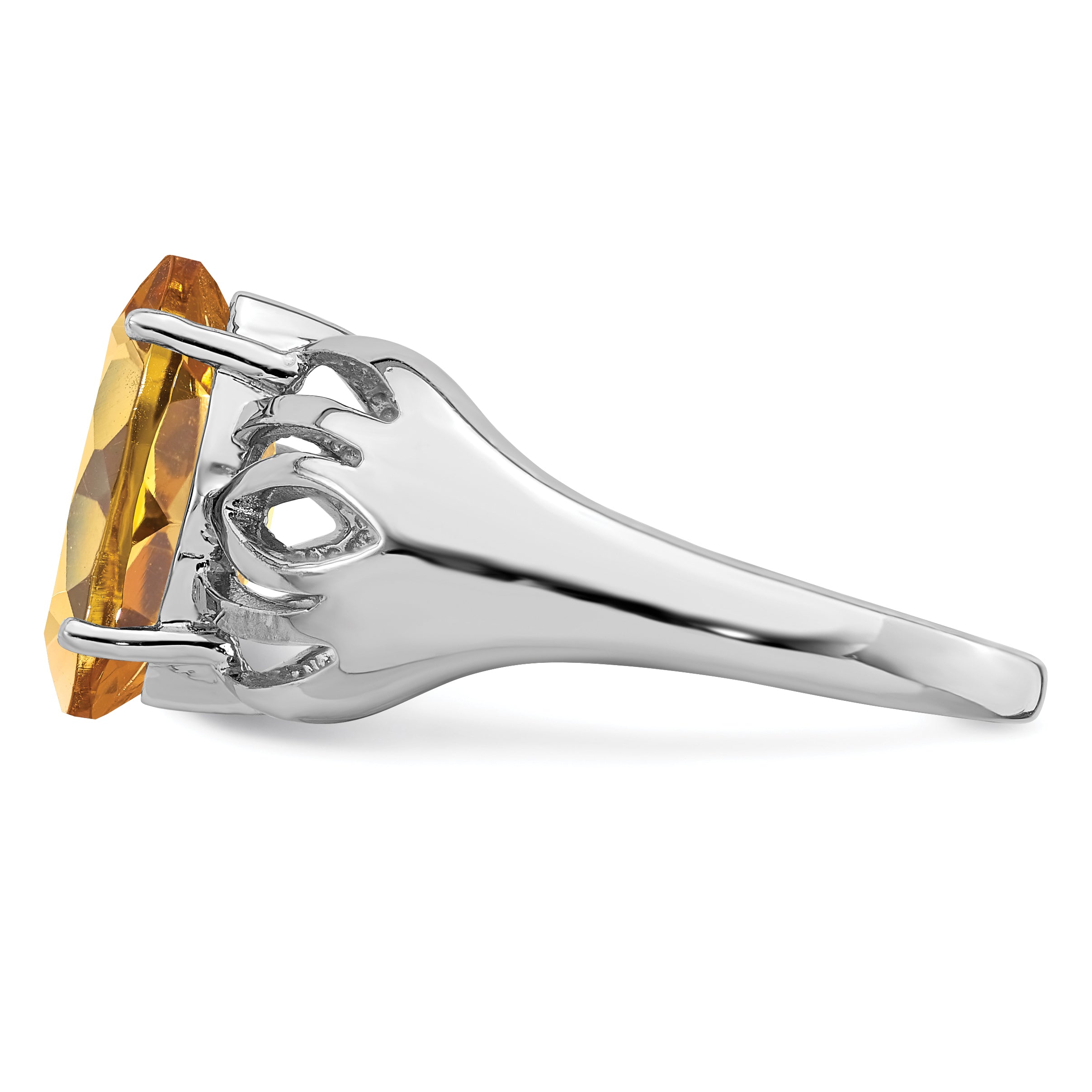 Sterling Silver Rhodium Whiskey Quartz Ring