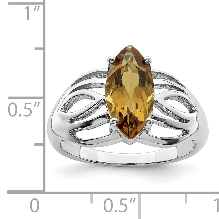 Sterling Silver Rhodium Whiskey Quartz Ring