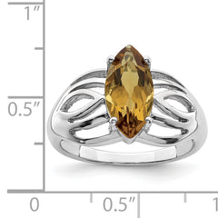 Sterling Silver Rhodium Whiskey Quartz Ring