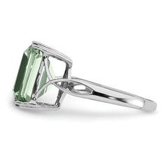 Sterling Silver Rhodium Green Quartz Ring