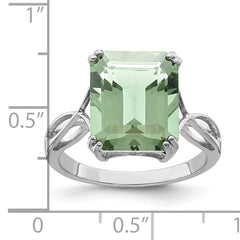 Sterling Silver Rhodium Green Quartz Ring