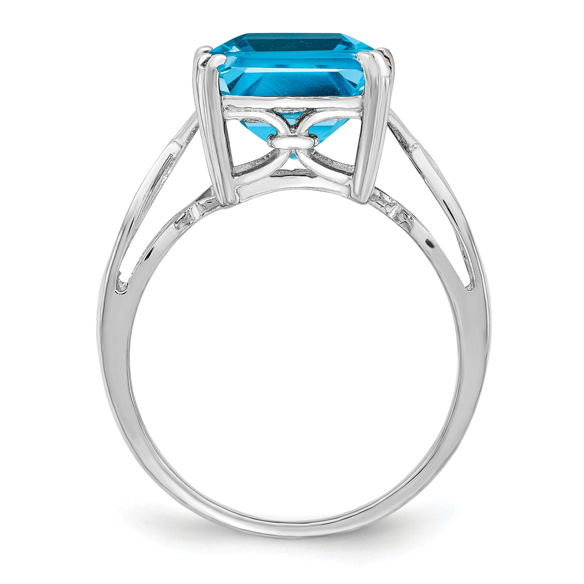 Sterling Silver Rhodium Blue Topaz Ring