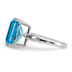 Sterling Silver Rhodium Blue Topaz Ring