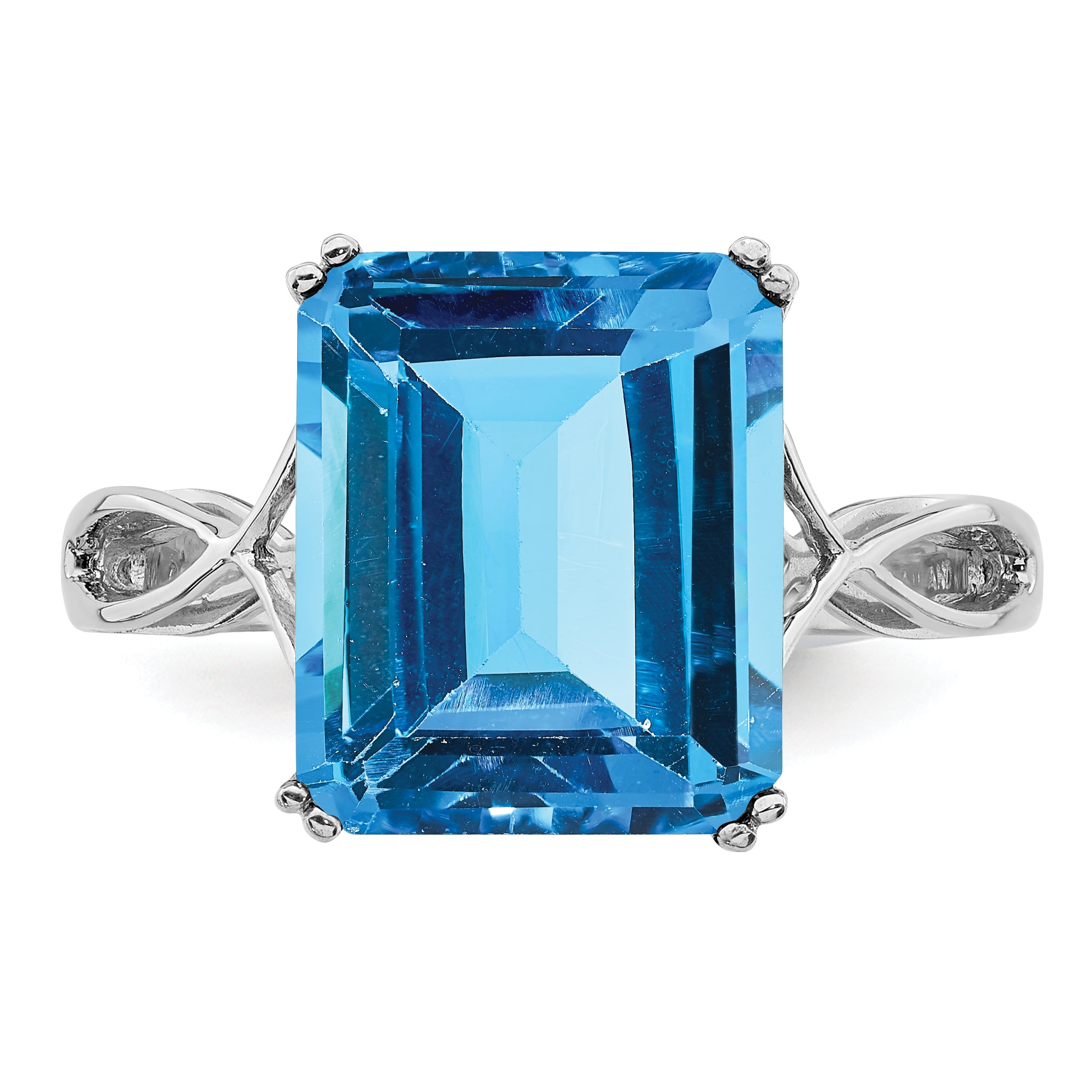 Sterling Silver Rhodium Blue Topaz Ring