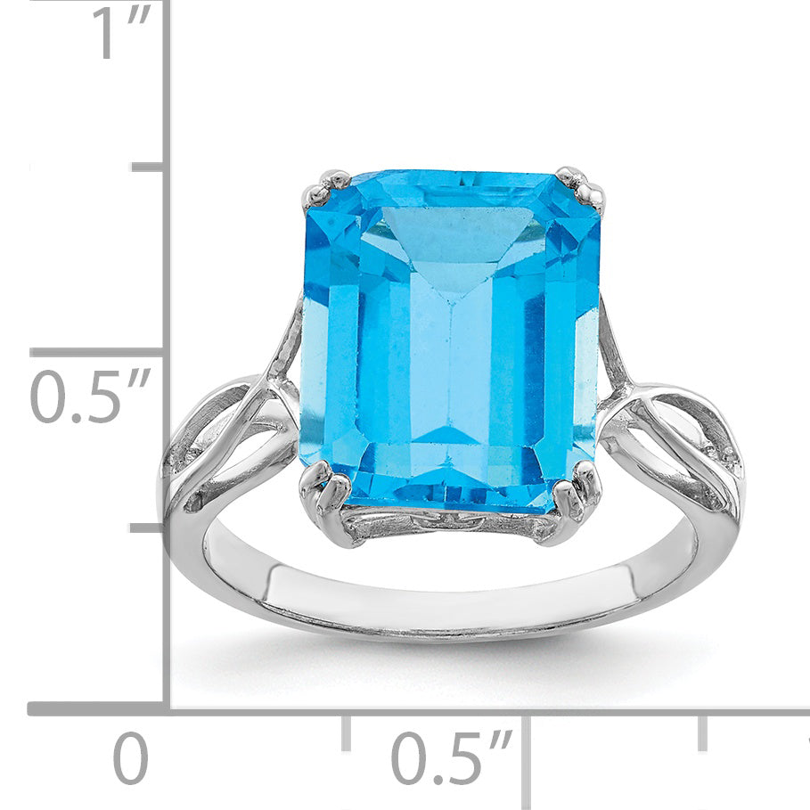 Sterling Silver Rhodium Blue Topaz Ring