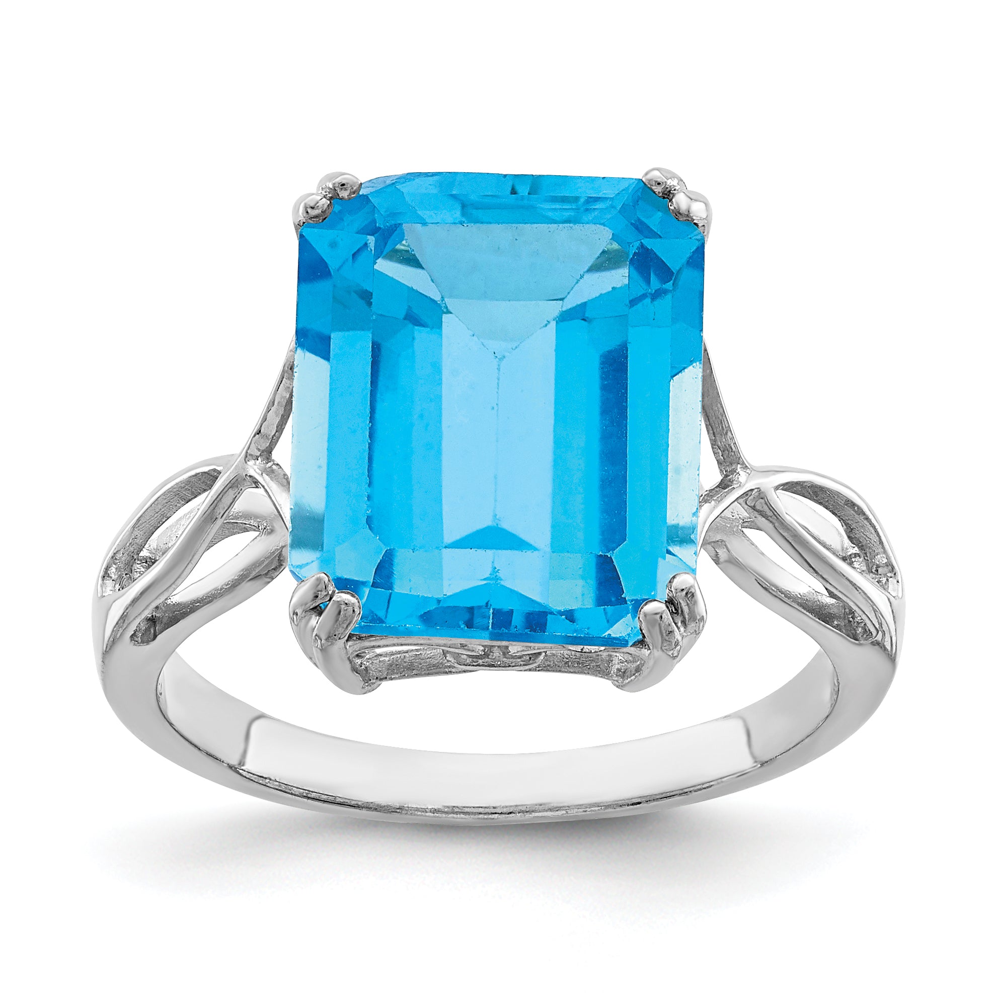 Sterling Silver Rhodium Blue Topaz Ring