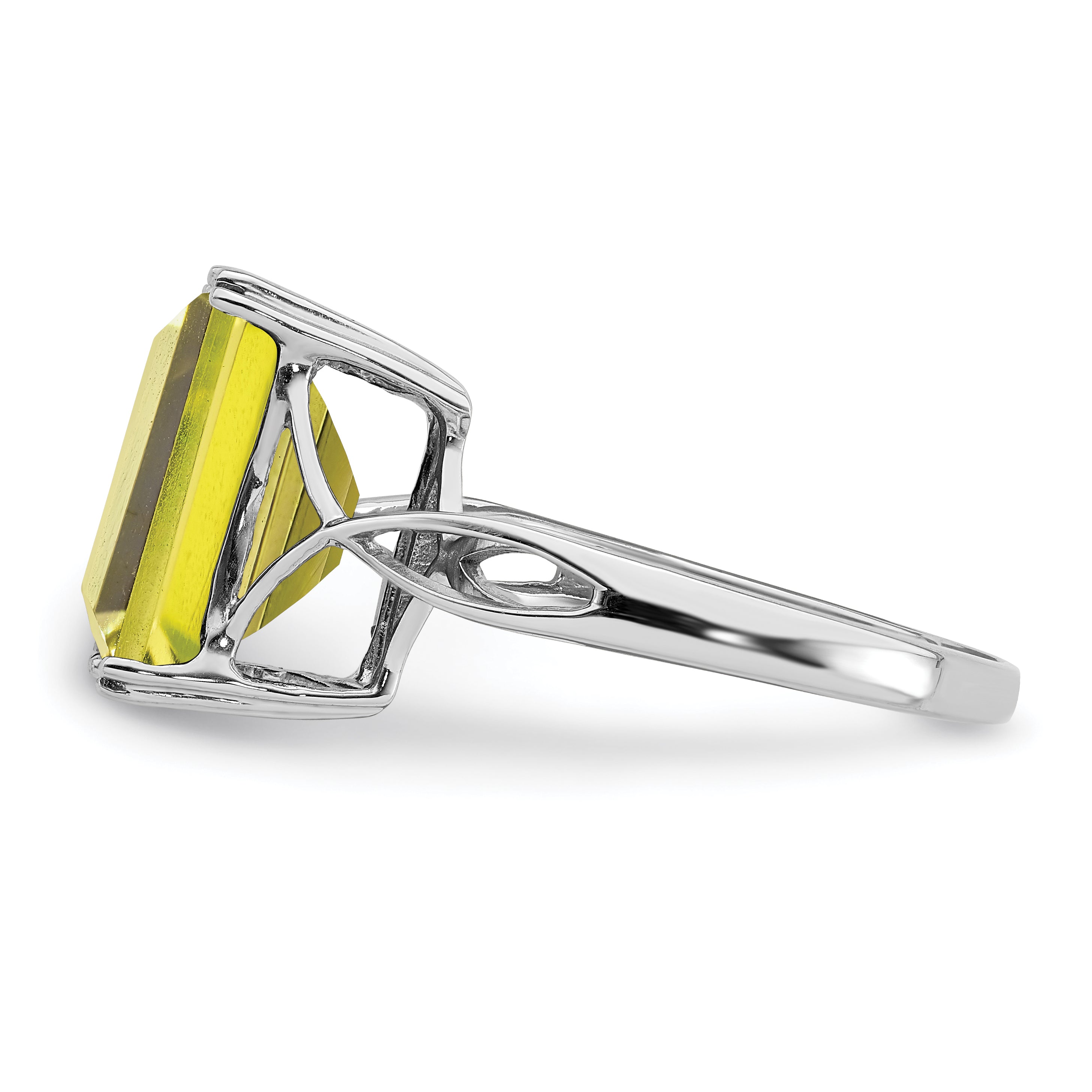 Sterling Silver Rhodium Lemon Quartz Ring