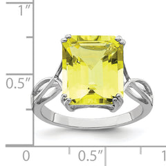 Sterling Silver Rhodium Lemon Quartz Ring