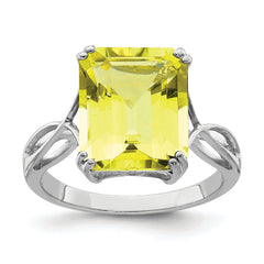 Sterling Silver Rhodium Lemon Quartz Ring