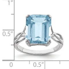 Sterling Silver Rhodium Sky Blue Topaz Ring