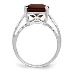 Sterling Silver Rhodium Smoky Quartz Ring