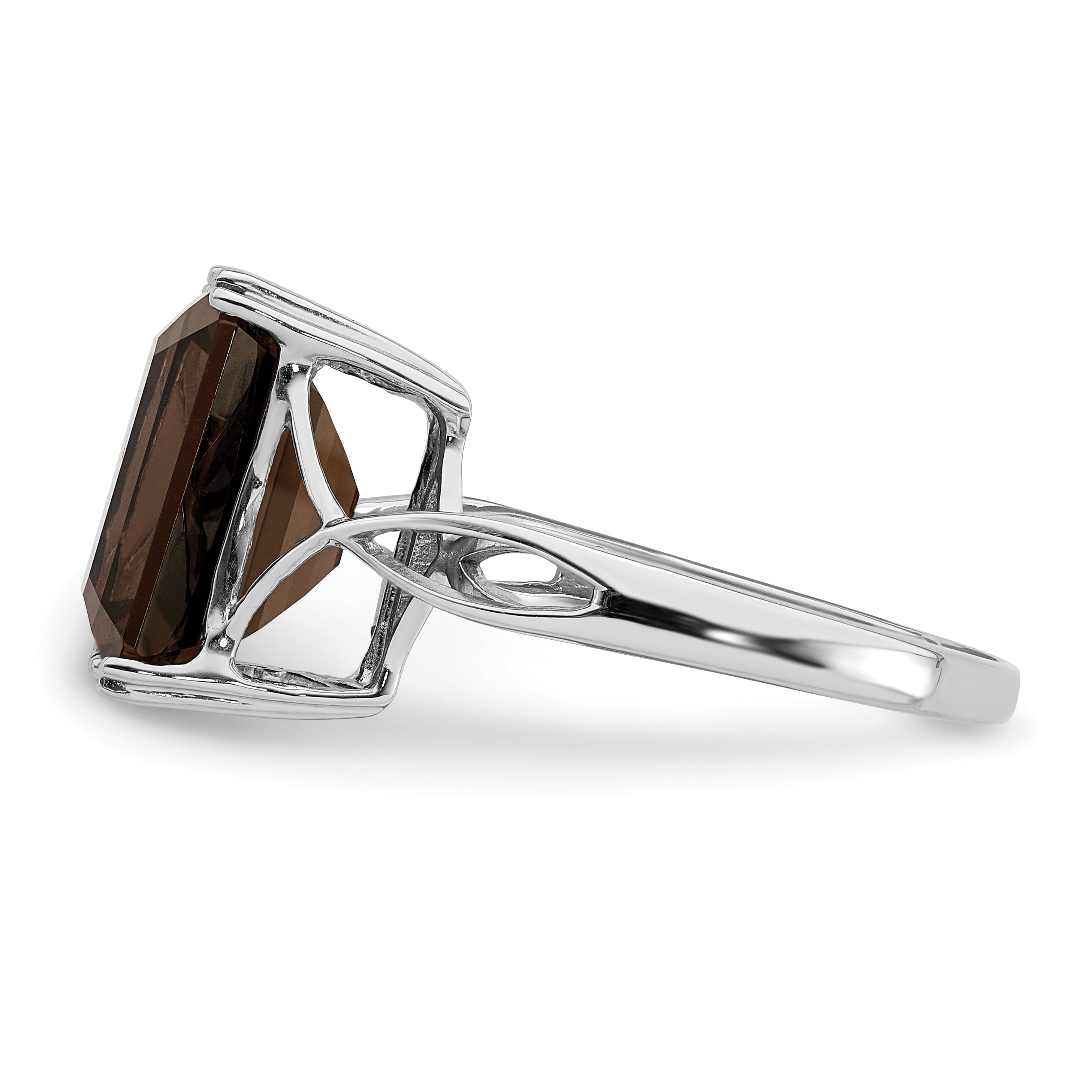 Sterling Silver Rhodium Smoky Quartz Ring