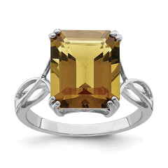 Sterling Silver Rhodium Whiskey Quartz Ring