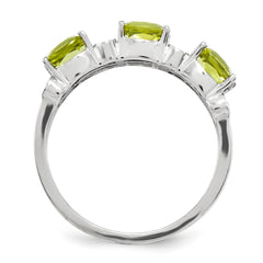 Sterling Silver Rhodium-plated Diamond & Lemon Quartz Ring