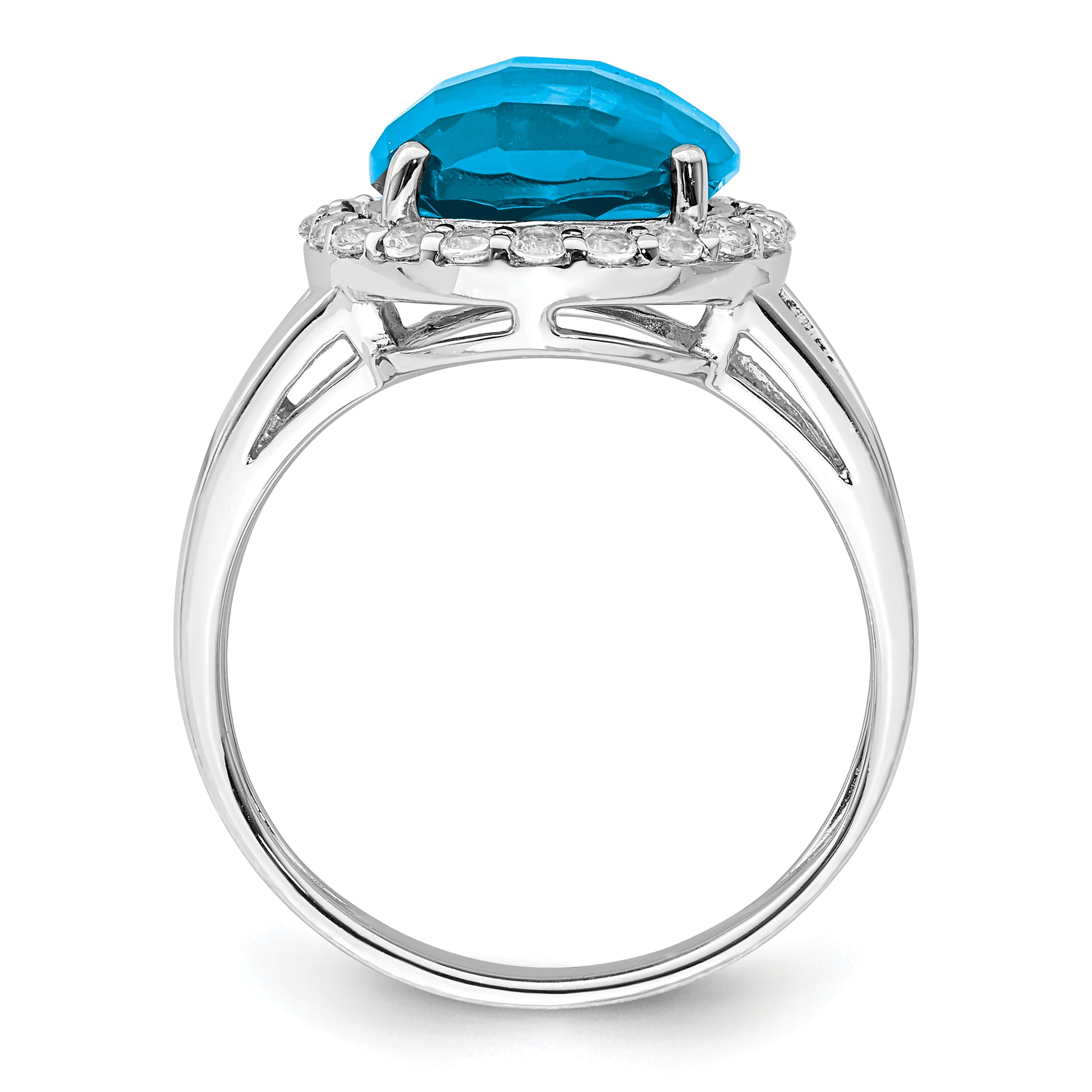 Sterling Silver Rhodium Blue & White Topaz Ring