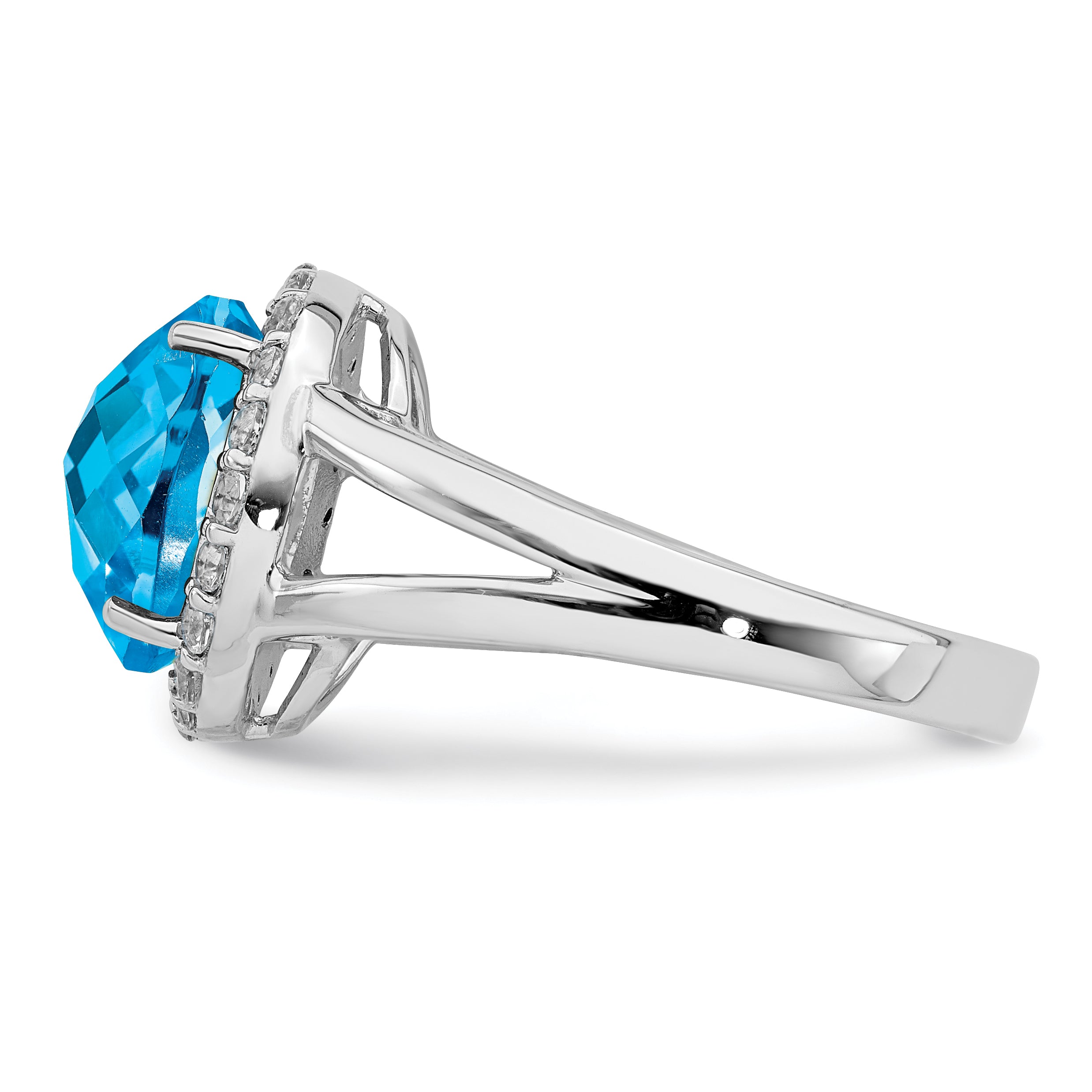 Sterling Silver Rhodium Blue & White Topaz Ring