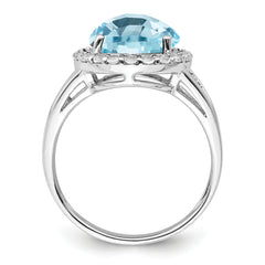 Sterling Silver Rhodium Sky Blue Topaz Ring