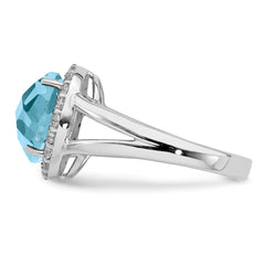 Sterling Silver Rhodium Sky Blue Topaz Ring