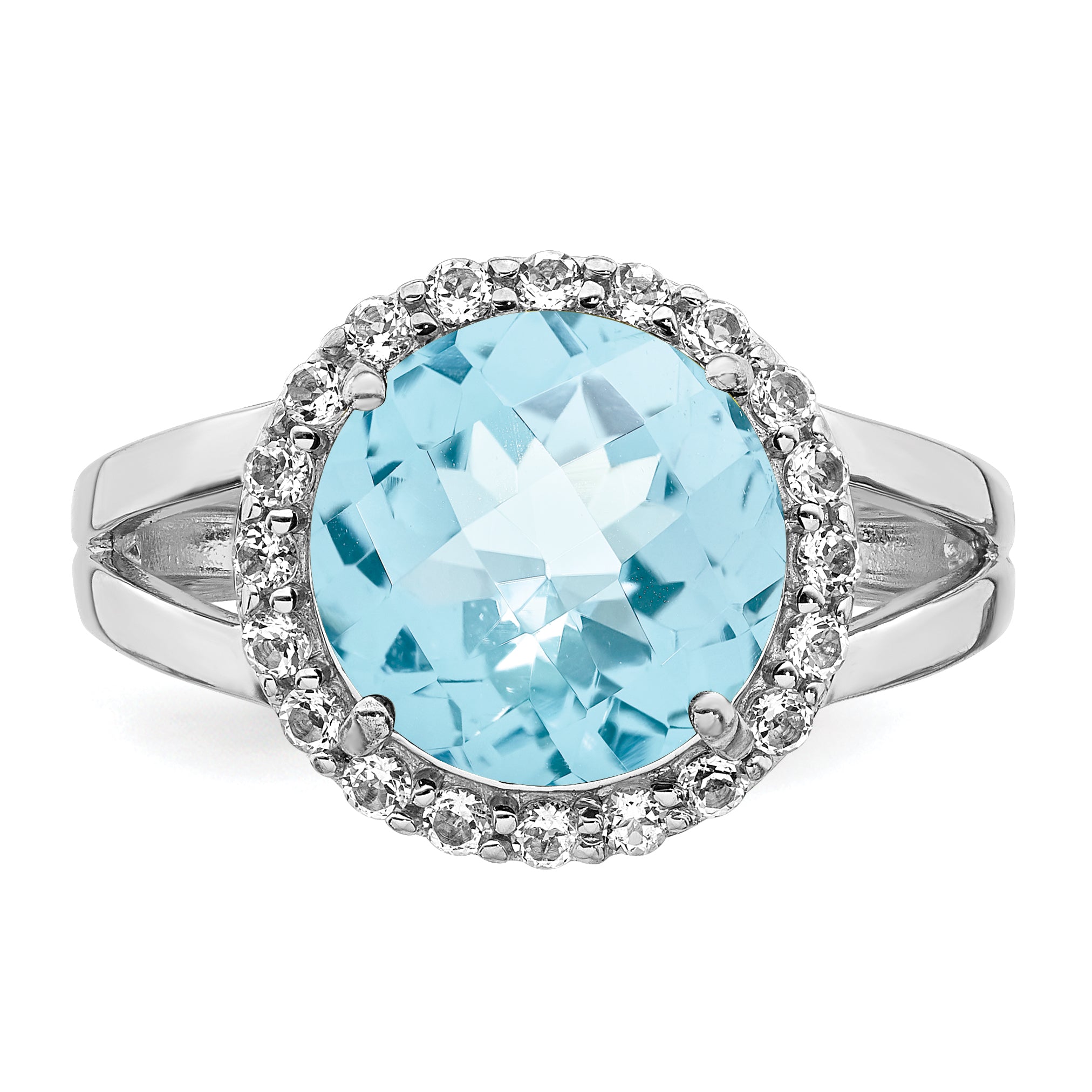 Sterling Silver Rhodium Sky Blue Topaz Ring