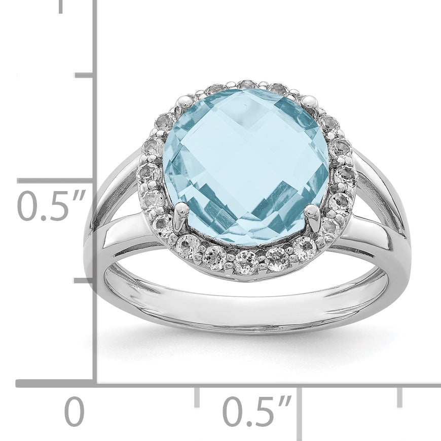 Sterling Silver Rhodium Sky Blue Topaz Ring