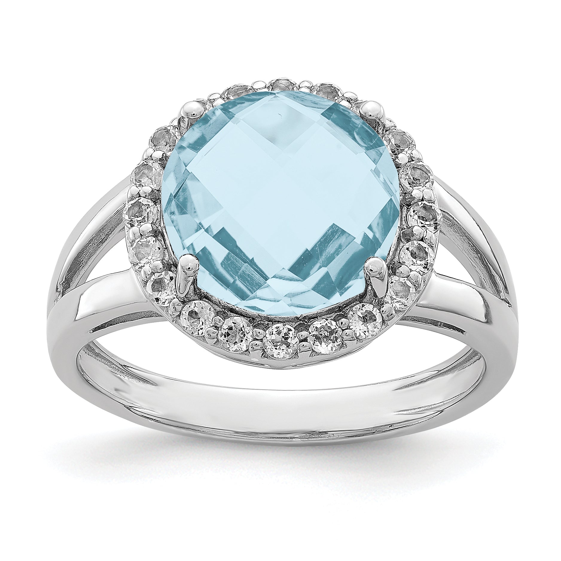 Sterling Silver Rhodium Sky Blue Topaz Ring