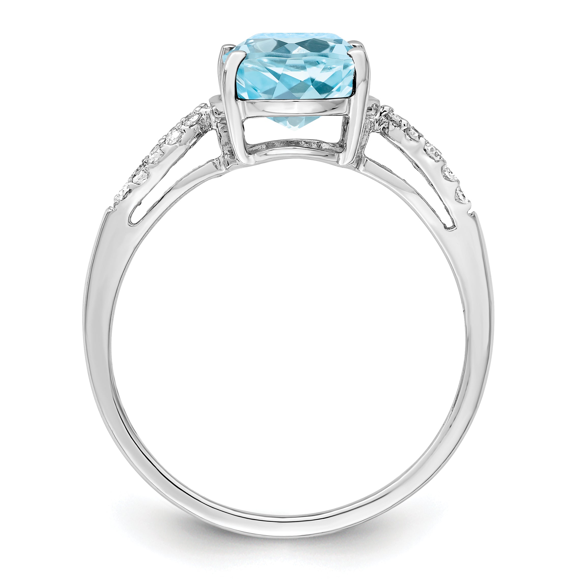 Sterling Silver Rhodium Sky Blue Topaz & Diamond Ring