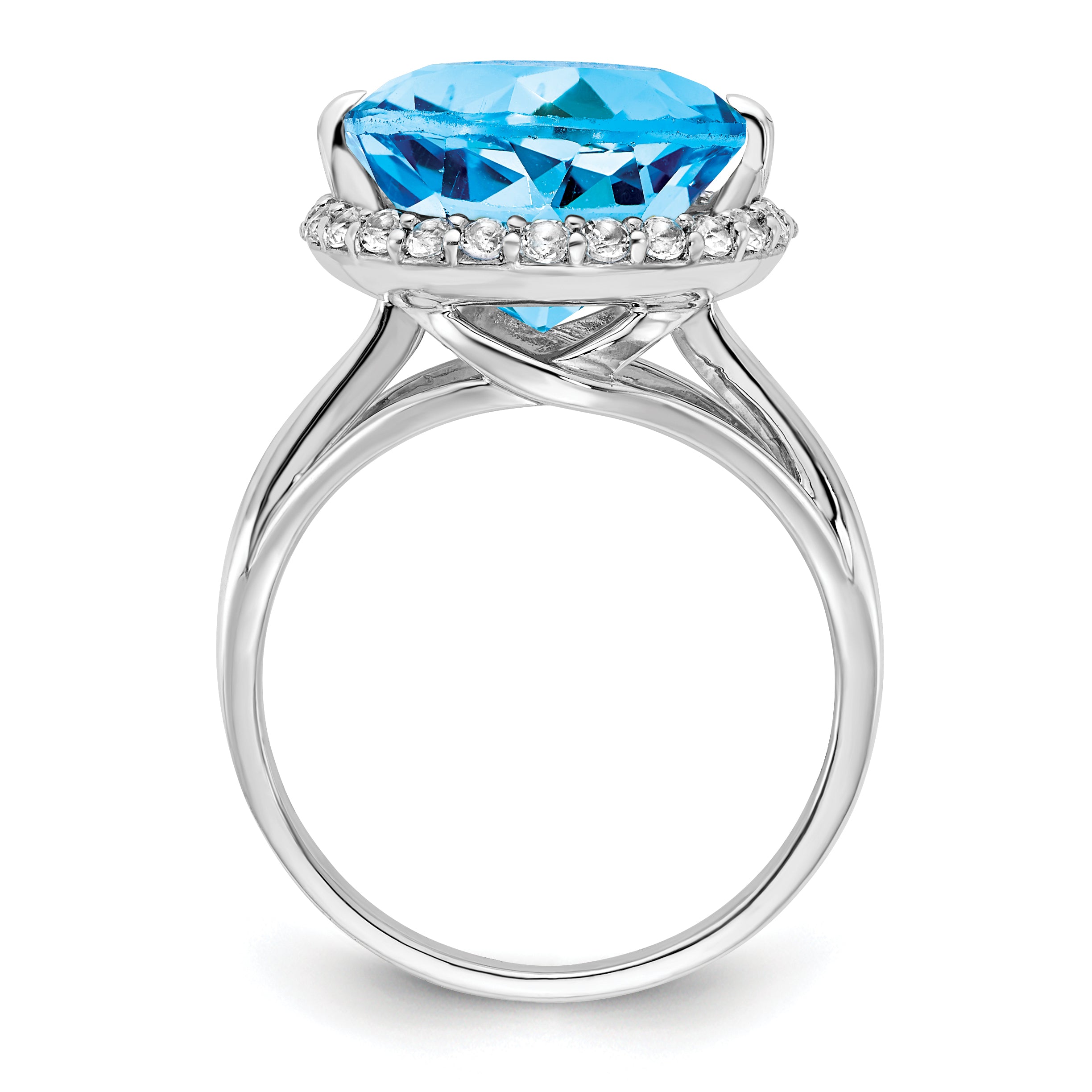 Sterling Silver Rhodium White Topaz & Blue Topaz Ring