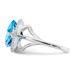 Sterling Silver Rhodium White Topaz & Blue Topaz Ring