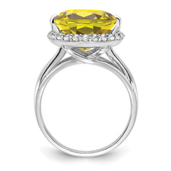 Sterling Silver Rhodium White Topaz & Lemon Quartz Ring