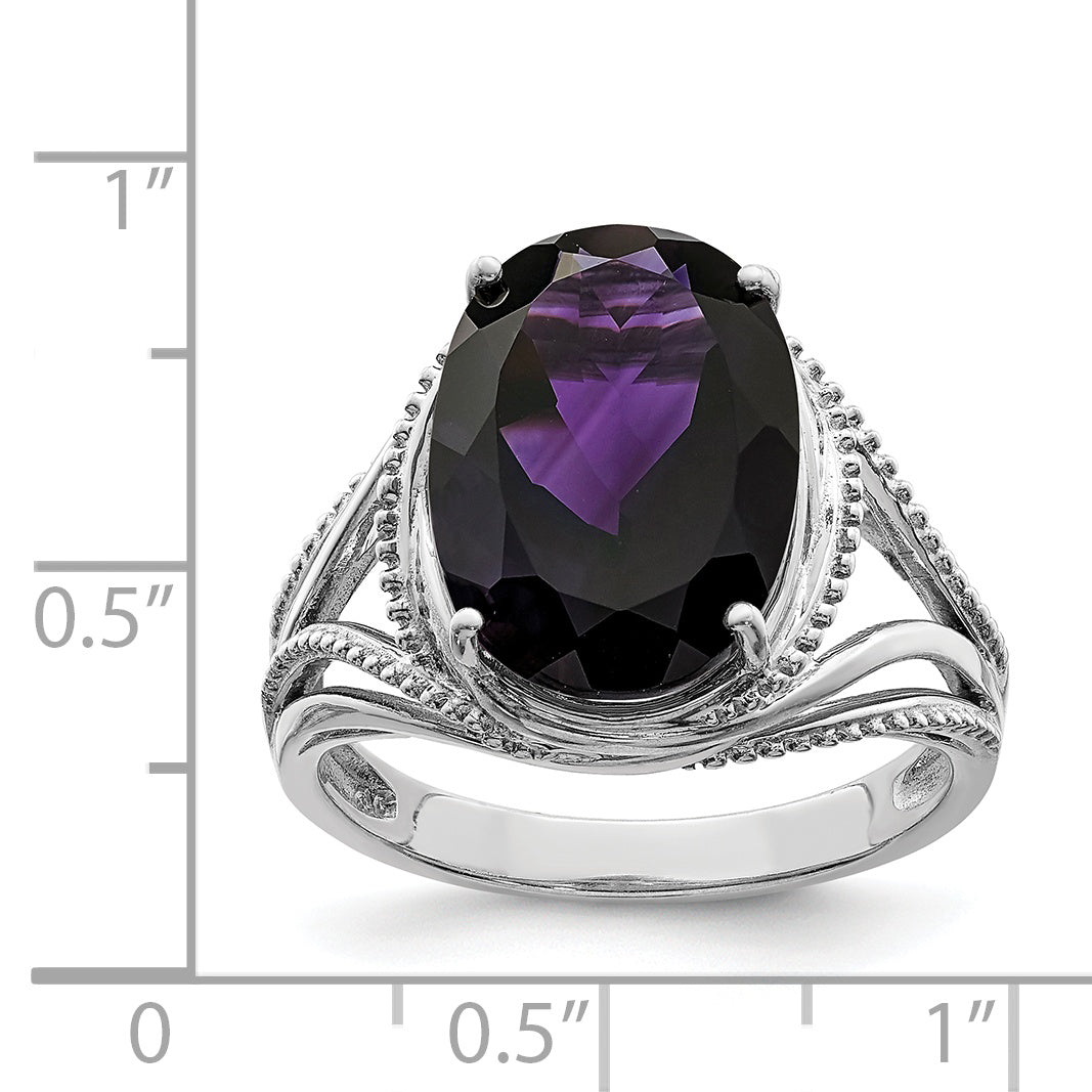 Sterling Silver Rhodium-plated Amethyst Ring