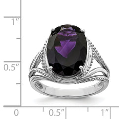 Sterling Silver Rhodium-plated Amethyst Ring