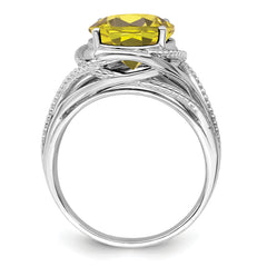 Sterling Silver Rhodium Lemon Quartz Ring