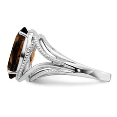 Sterling Silver Rhodium Smoky Quartz Ring