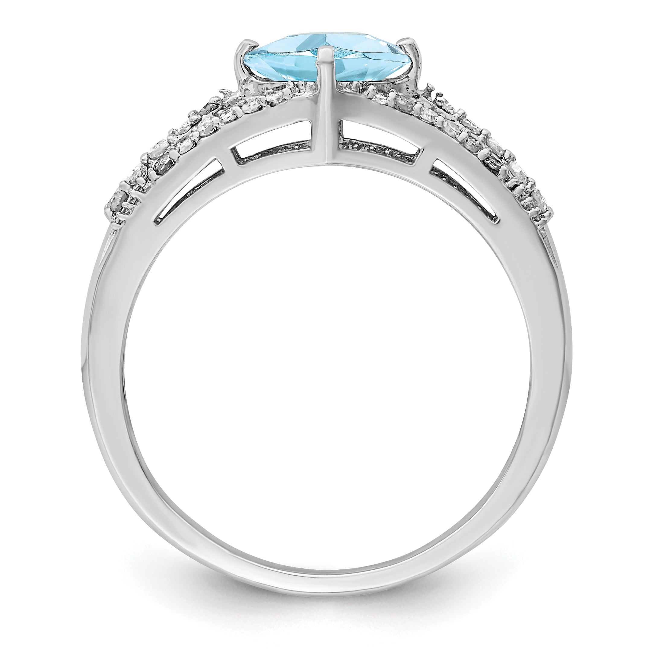 Sterling Silver Rhodium Diamond & Sky Blue Topaz Ring