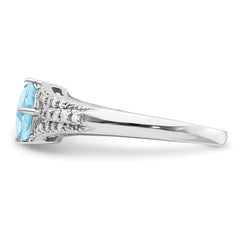 Sterling Silver Rhodium Diamond & Sky Blue Topaz Ring