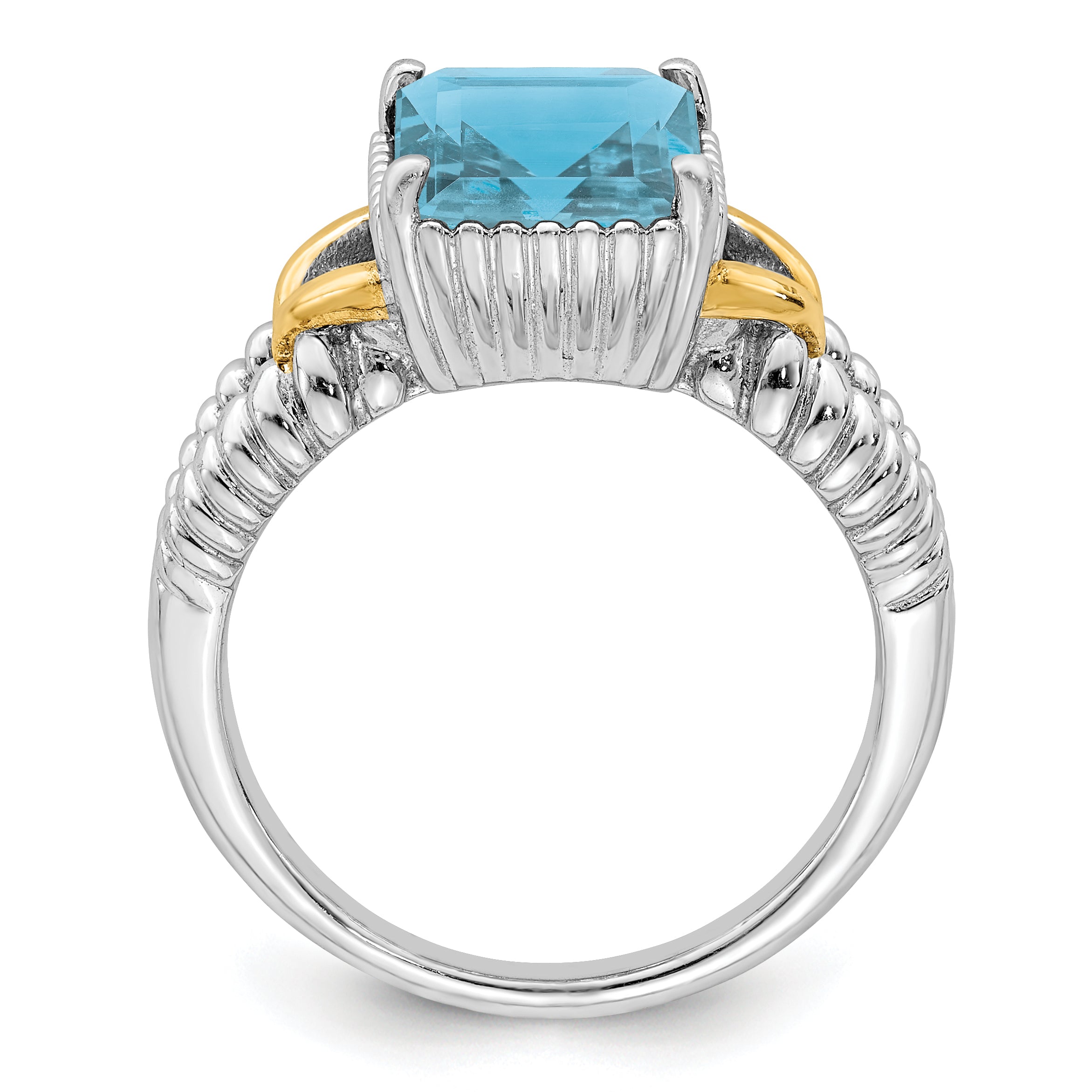 Sterling Silver Rhodium With Flash Gold-plate Sky Blue Topaz Ring