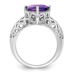 Sterling Silver Rhodium-plated Amethyst Ring