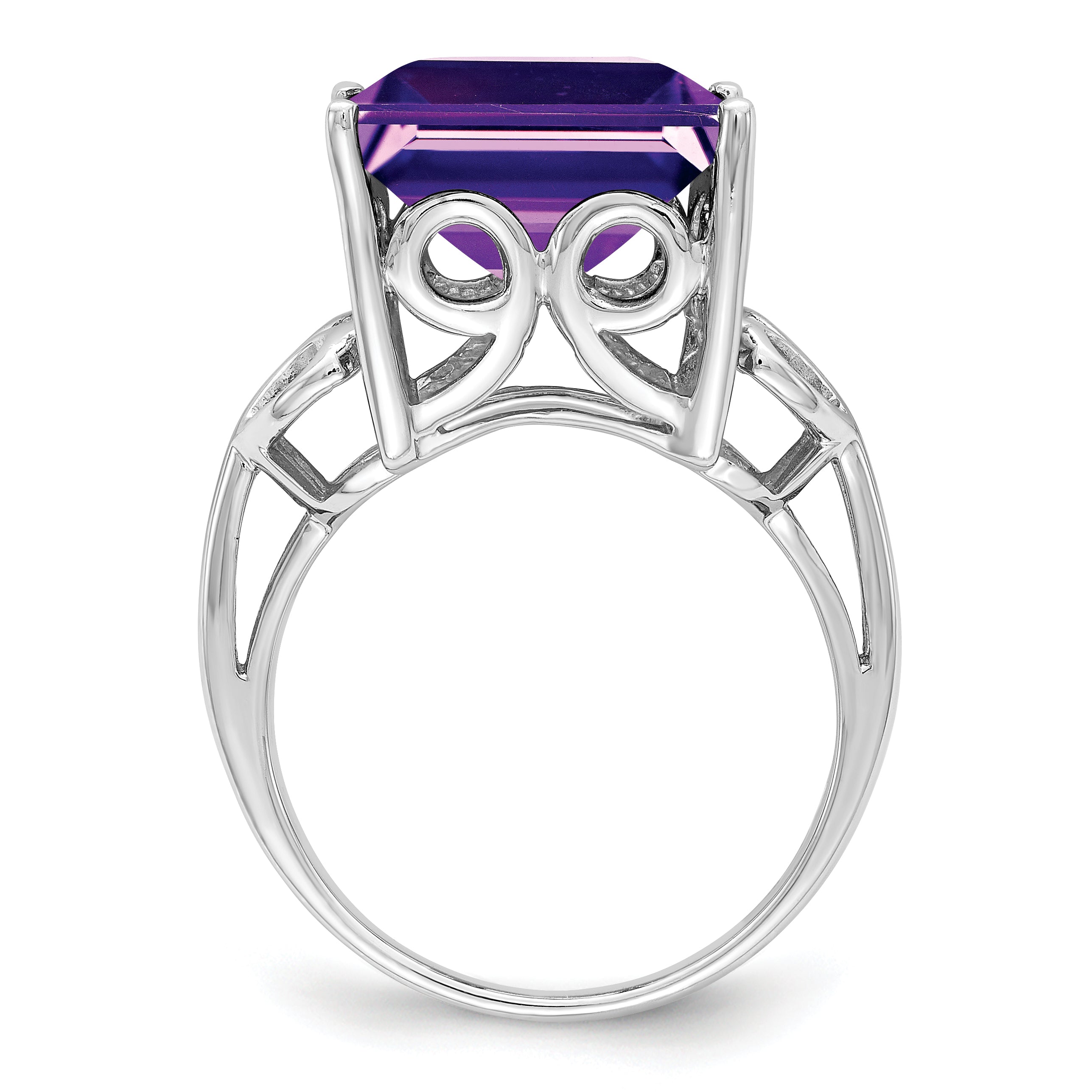 Sterling Silver Rhodium-plated Amethyst Ring