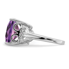 Sterling Silver Rhodium-plated Amethyst Ring